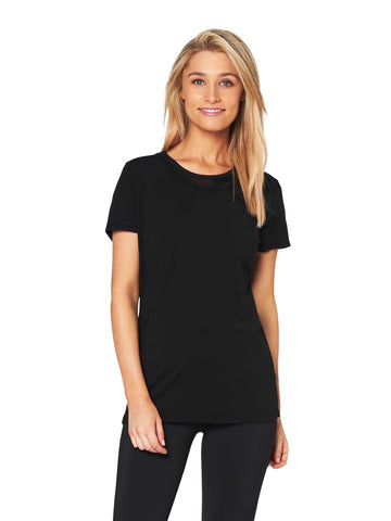 JEAN CHEVRON-REPEAT SCOOPED TEE - BLACK