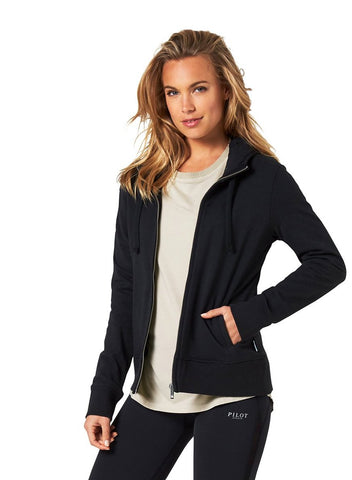 CARTER HOODIE JACKET WITH APPLIQUE - BLACK