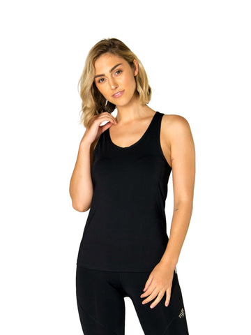 AMY POCKET SCOOP TANK - BLACK LEOPARD