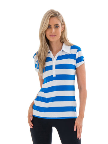 COLEMAN STRIPED LOGO POLO - ROYAL BLUE